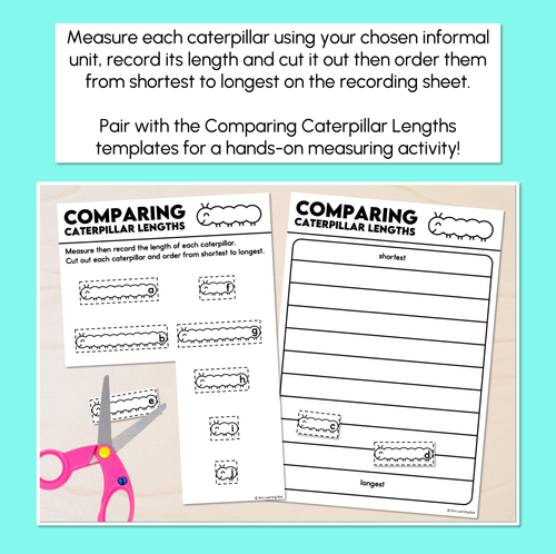 Resource preview 2 for Comparing Lengths Using Informal Units - Comparing Caterpillar Lengths Activity