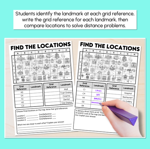 Resource preview 2 for Finding Locations Using Grid References - Find the Locations Worksheets