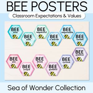 Bee Posters - Classroom Expectations & Values - The Sea of Wonder Collection - Calming Classroom Decor