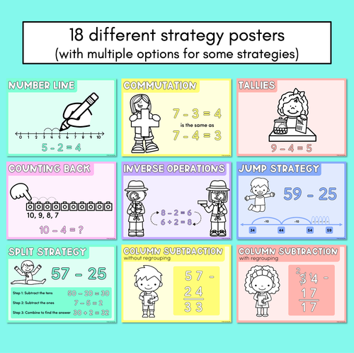 Resource preview 3 for Subtraction Strategy Posters - Maths Strategies for Subtraction