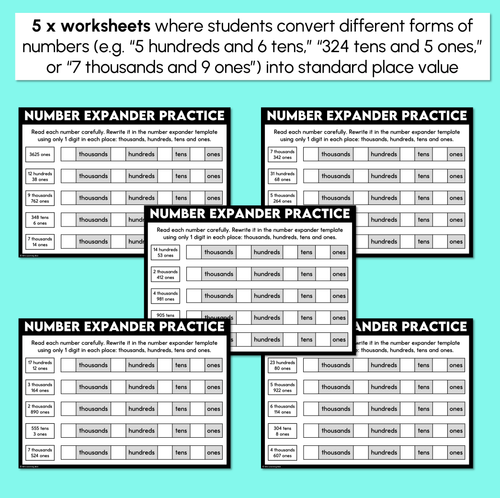 Resource preview 2 for Number Expander – 4-Digit Number Worksheets