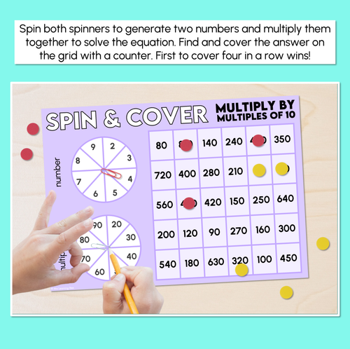 Resource preview 2 for Spin and Cover - Multiply by Multiples of 10 Multiplication Game