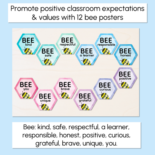 Resource preview 2 for Bee Posters - Classroom Expectations & Values - The Sea of Wonder Collection - Calming Classroom Decor