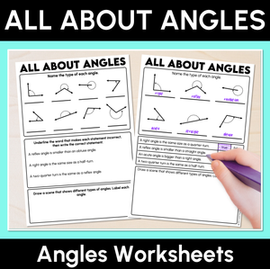 All About Angles Worksheets - Types of Angles Review