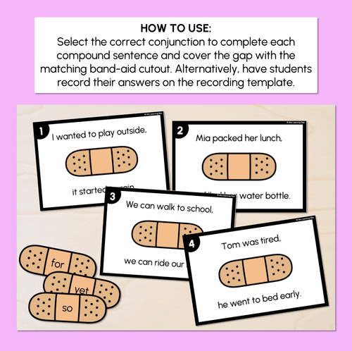 Resource preview 2 for Coordinating Conjunctions - Bandaid Task Cards