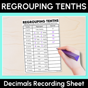 Regrouping Tenths - Decimals Recording Sheet