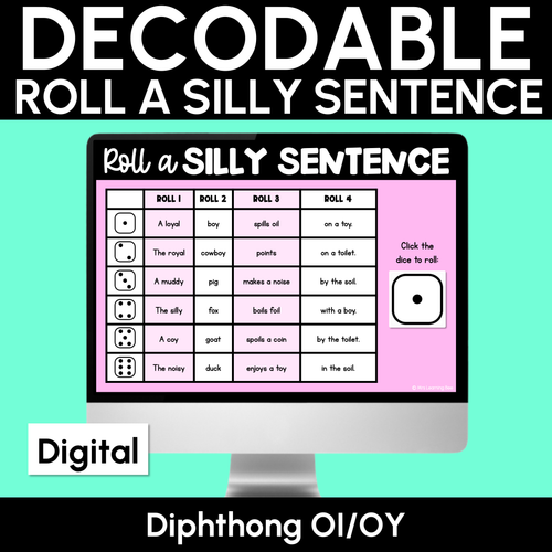 Resource preview 3 for Digital Roll a Silly Sentence Diphthongs Bundle
