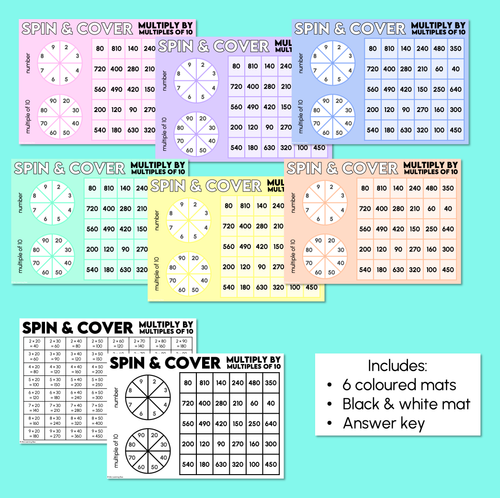 Resource preview 3 for Spin and Cover - Multiply by Multiples of 10 Multiplication Game