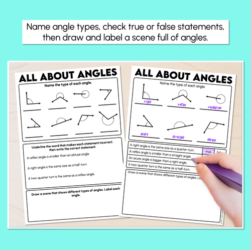 Resource preview 2 for All About Angles Worksheets - Types of Angles Review