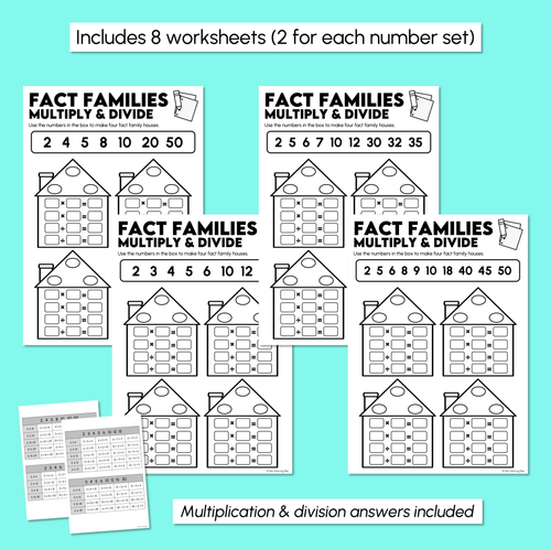 Resource preview 3 for Fact Families - Multiplication & Division - Multiply & Divide Worksheets