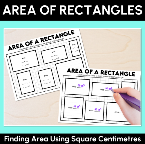 Resource preview 1 for Area of a Rectangle – Finding Area Using Square Centimetres Worksheets