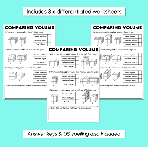 Resource preview 3 for Comparing Volume Worksheets