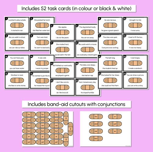Resource preview 3 for Coordinating Conjunctions - Bandaid Task Cards