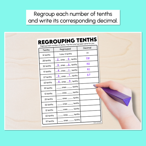Resource preview 2 for Regrouping Tenths - Decimals Recording Sheet