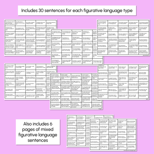 Resource preview 4 for Figurative Language Sorting Mats with Sentences