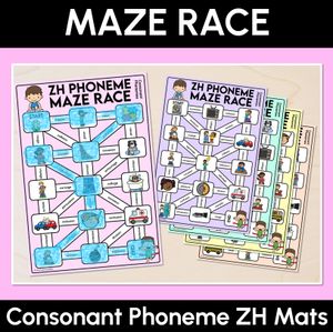 Consonant Phoneme ZH Words Maze Race - Consonant ZH Words Mats