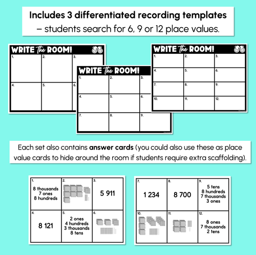 Resource preview 3 for Write the Room – 4-Digit Numbers Expanded Form