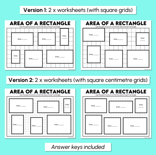Resource preview 3 for Area of a Rectangle – Finding Area Using Square Centimetres Worksheets