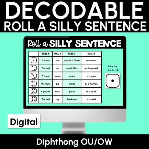 Resource preview 2 for Digital Roll a Silly Sentence Diphthongs Bundle
