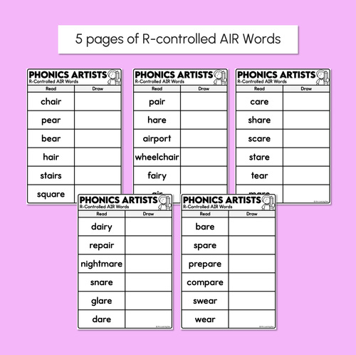 Resource preview 3 for Phonics Artists - R-Controlled AIR Words - Decodable Words Activity