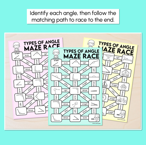 Resource preview 2 for Types of Angles Maze Race Mats - Acute, Right, Obtuse, Straight and Reflex
