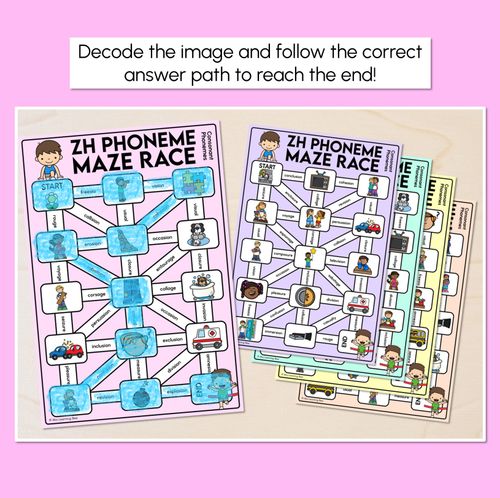 Resource preview 2 for Consonant Phoneme ZH Words Maze Race - Consonant ZH Words Mats