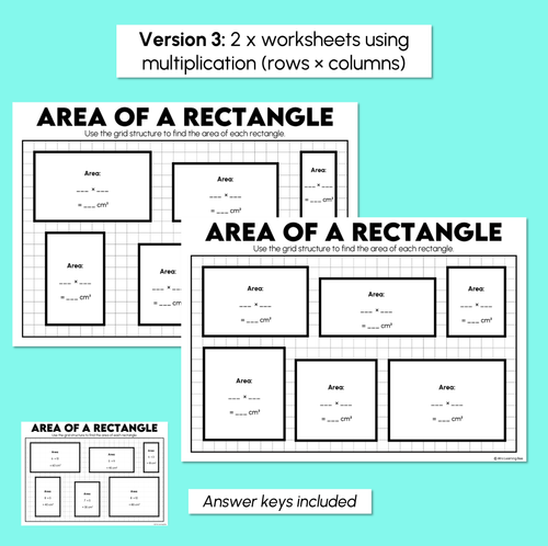 Resource preview 4 for Area of a Rectangle – Finding Area Using Square Centimetres Worksheets