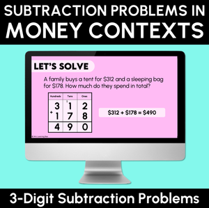 Subtraction Problems in Money Contexts - 3-Digit Subtraction - Teaching Slides