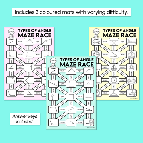 Resource preview 3 for Types of Angles Maze Race Mats - Acute, Right, Obtuse, Straight and Reflex