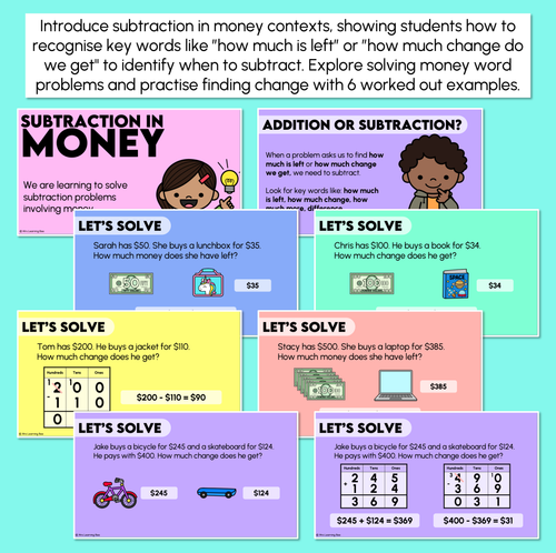 Resource preview 2 for Subtraction Problems in Money Contexts - 3-Digit Subtraction - Teaching Slides
