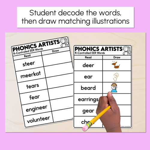 Resource preview 2 for Phonics Artists - R-Controlled EER Words - Decodable Words Activity