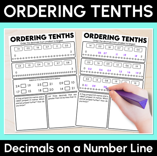 Resource preview 1 for Ordering Tenths - Decimals Worksheet