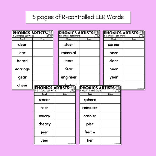Resource preview 3 for Phonics Artists - R-Controlled EER Words - Decodable Words Activity