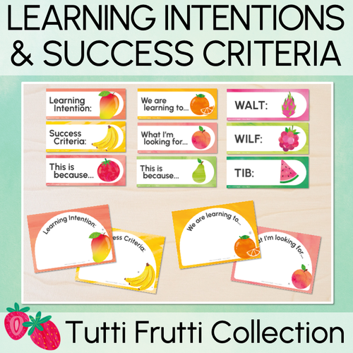 Resource preview 1 for Learning Intentions & Success Criteria - LISC Posters - The Tutti Frutti Collection - Colourful Classroom Decor