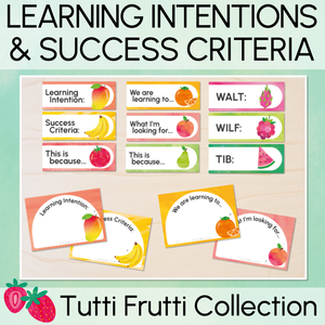 Learning Intentions & Success Criteria - LISC Posters - The Tutti Frutti Collection - Colourful Classroom Decor