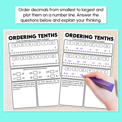Resource preview 2 for Ordering Tenths - Decimals Worksheet