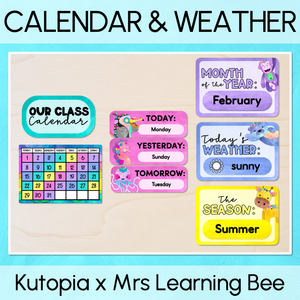 Calendar & Weather Display - Watercolour Rainbow - The Kutopia Collection