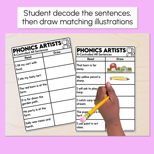 Resource preview 2 for Phonics Artists - R-Controlled AR Words - Decodable Sentences Activity