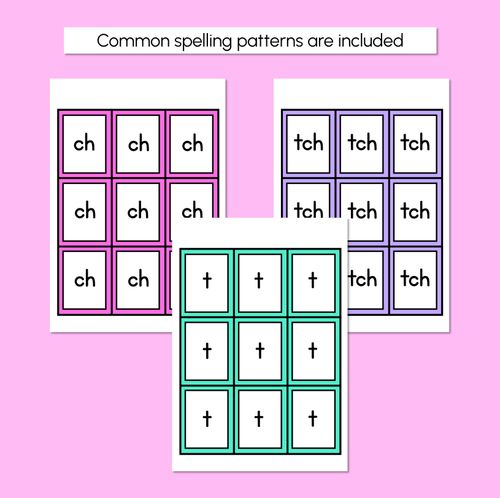 Resource preview 4 for CH TCH SOUND BINGO - Ways to spell the /ch/ phoneme