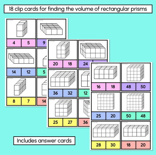 Resource preview 2 for Volume Clip Cards – Rectangular Prisms