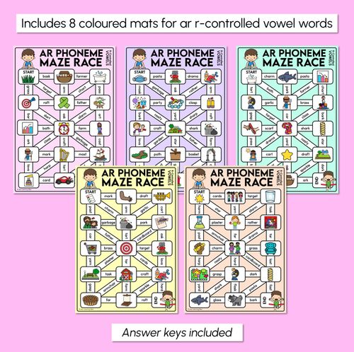 Resource preview 3 for R-Controlled AR Words Maze Race - R-Controlled Vowel AR Words Mats