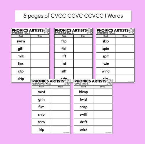 Resource preview 4 for Phonics Artists - CVC CVCC CCVC I Words - Decodable Words Activity