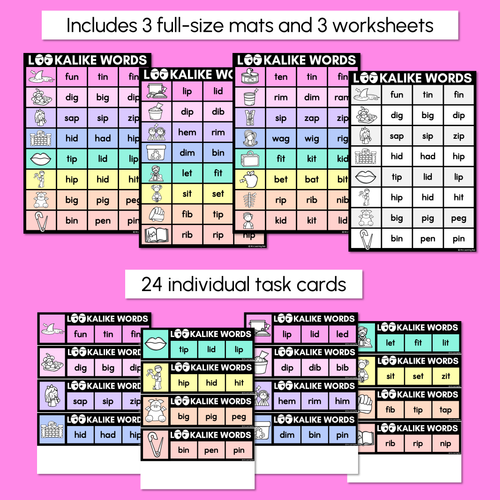 Resource preview 4 for LOOKALIKE WORDS with CVC Words - Short I CVC Words - Task Cards & Printables