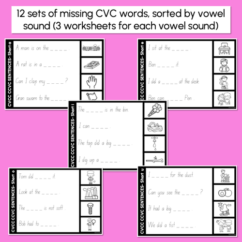 Resource preview 3 for CVCC CCVC Sentences - Trace the Sentence Worksheets - Missing Words