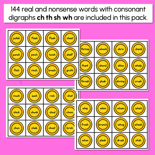 Resource preview 3 for Real and Nonsense Consonant Digraphs CH SH TH WH Words - Phonics Game - BURIED TREASURE