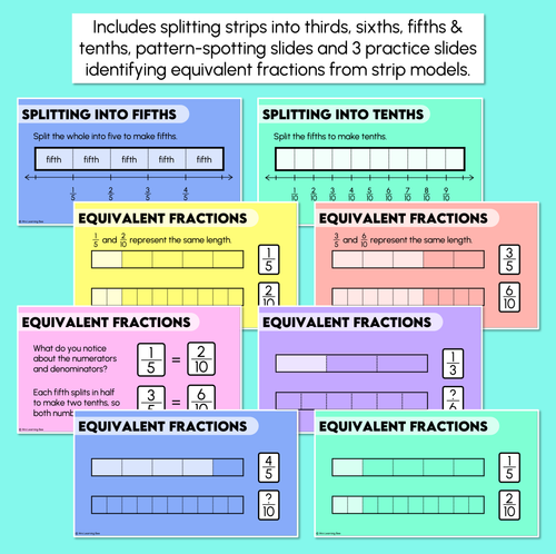 Resource preview 3 for Equivalent Fractions Using Thirds and Fifths - Teaching Slides