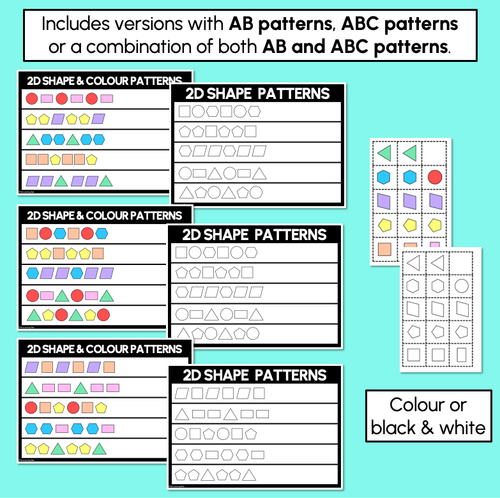 Resource preview 3 for 2D Shape & Colour Pattern Worksheets