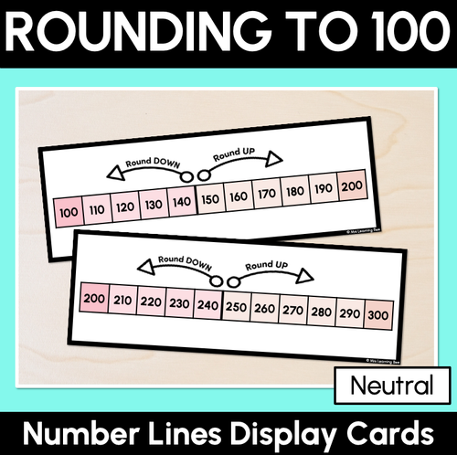 Resource preview 1 for Rounding to Nearest Hundred - Number Lines Display Cards & Desk Companions (Neutral)