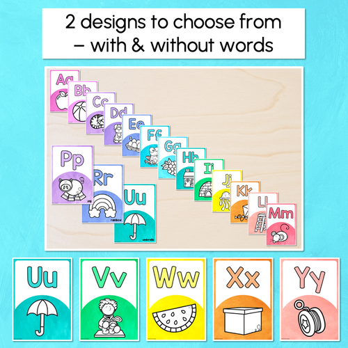 Resource preview 4 for Alphabet Posters - The Kutopia Collection - Watercolour Rainbow with Clipart