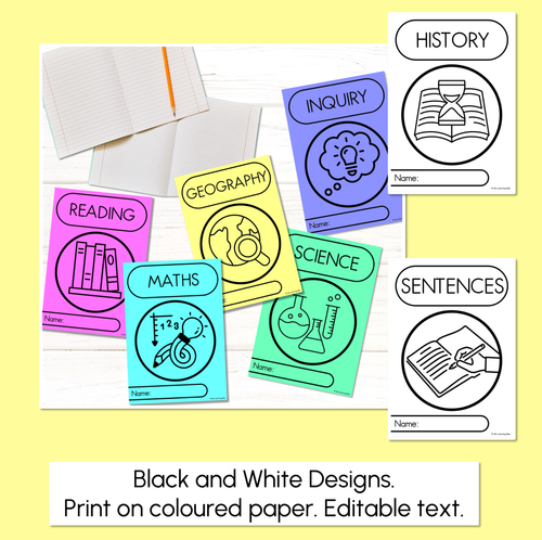 Resource preview 4 for Rainbow Book Covers - Editable - A4 Portrait